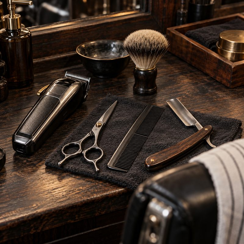 Imagen ilustrativa de herramientas profesionales de barbería